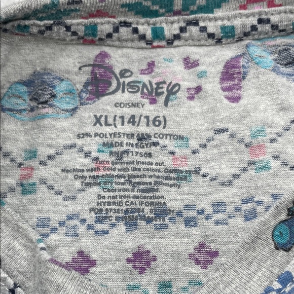 Disney Gray Long-Sleeve Tee with Blue Stitch and Pink Accents - Picture 2 of 2